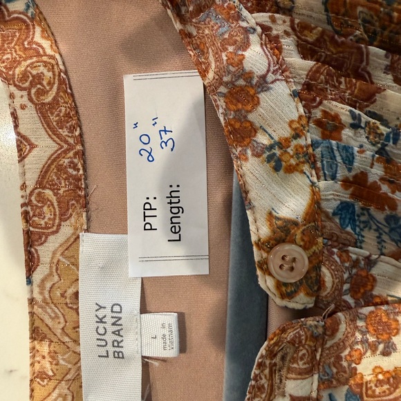 Lucky Brand Multicolor Long Sleeve Dress. PTP 20”. Length 37” - Picture 6 of 6